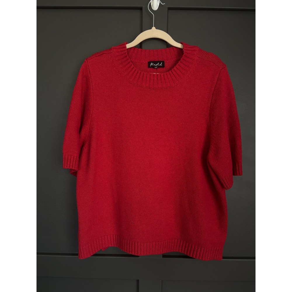 Marled Short Sleeve Sweater XL Red Knit Short Sleeve Cozy Cottagecore